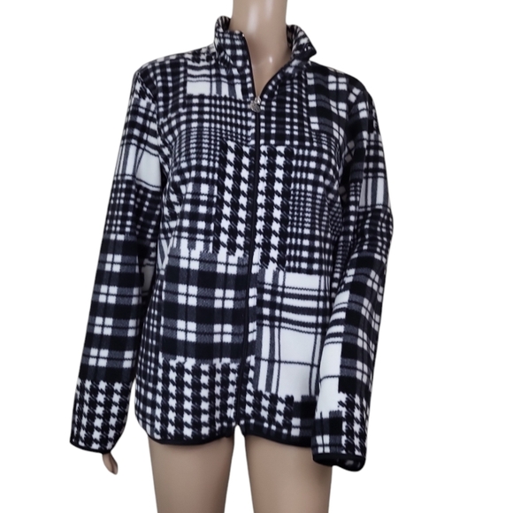 Susan Graver Houndstooth Zipper Jacket - Picture 1 of 3